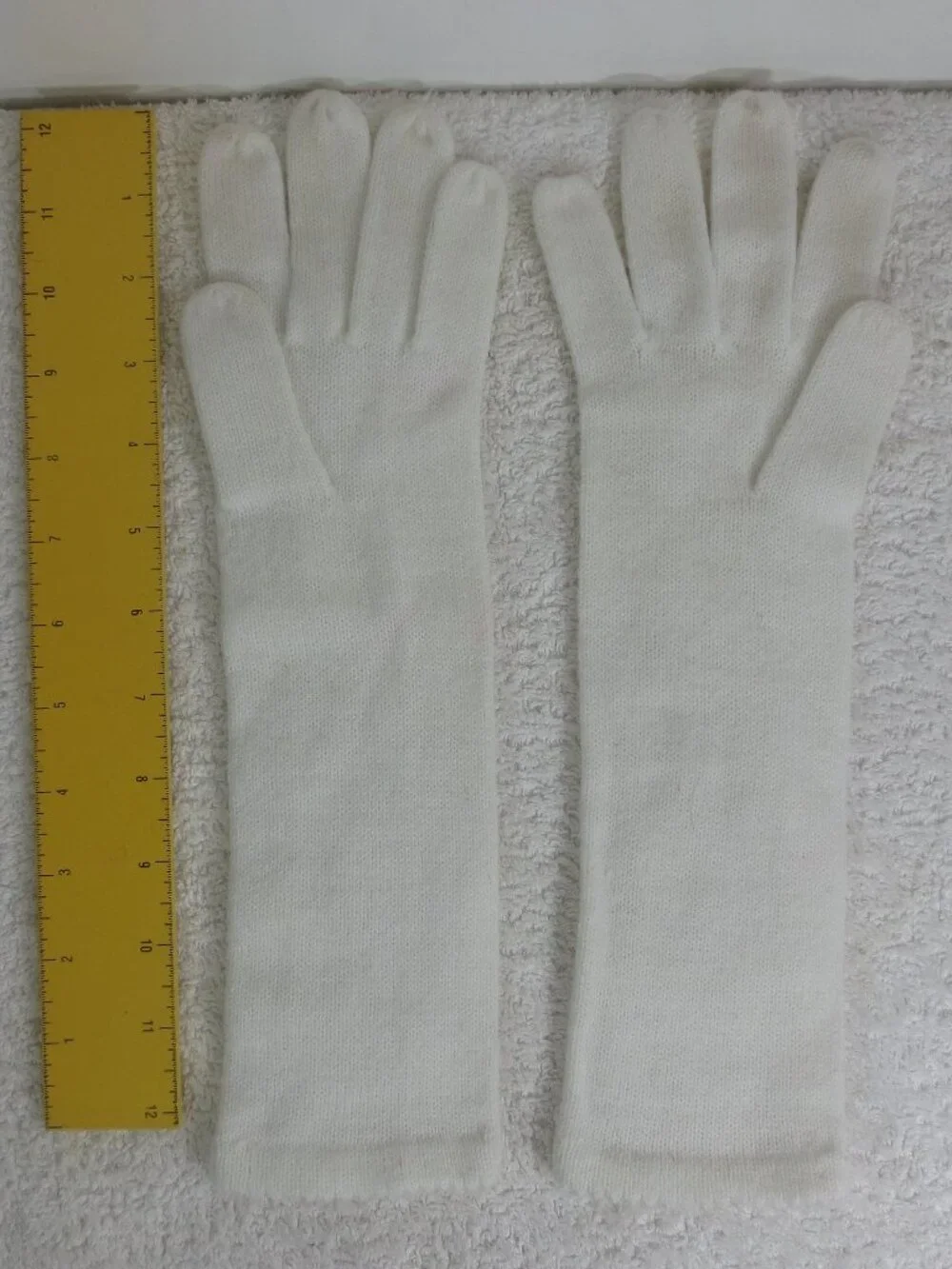 Unlisted Gloves White Neutral Classic Stretch Knit Forearm 13 Inch Women's OS